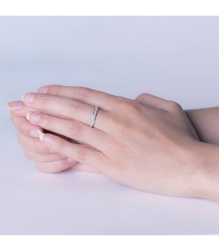 Alianza matrimonio oro blanco 750/1000. Alianza circonitas, joyería online.