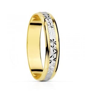 ALIANZA BICOLOR DIAMANTADA anillo de boda compromiso grabado joyeria online