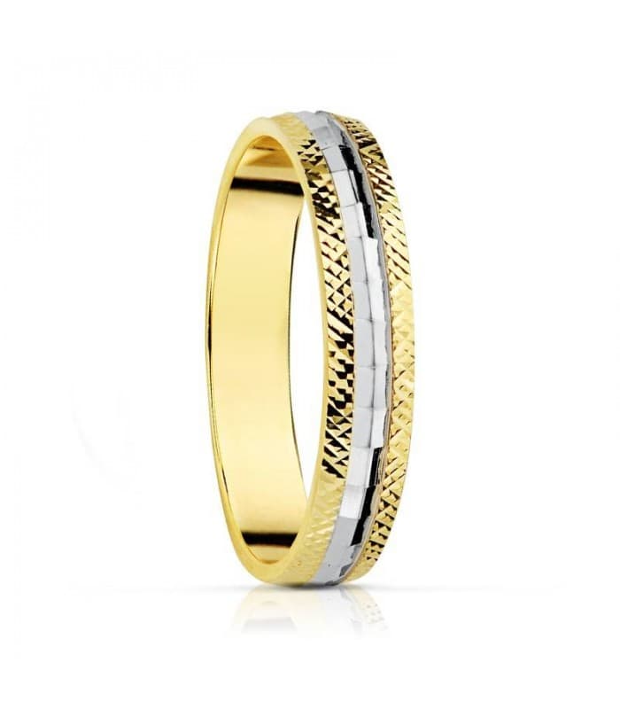 ALIANZA BICOLOR ESPEJO anillo de boda compromiso grabado joyeria online