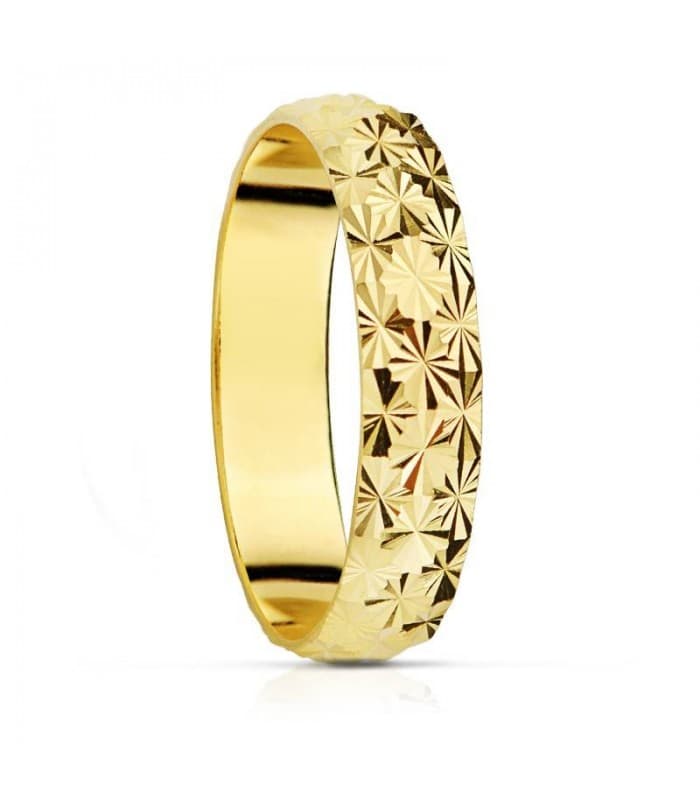 Fede nuziale Fiori 4 mm Oro 18Kt.