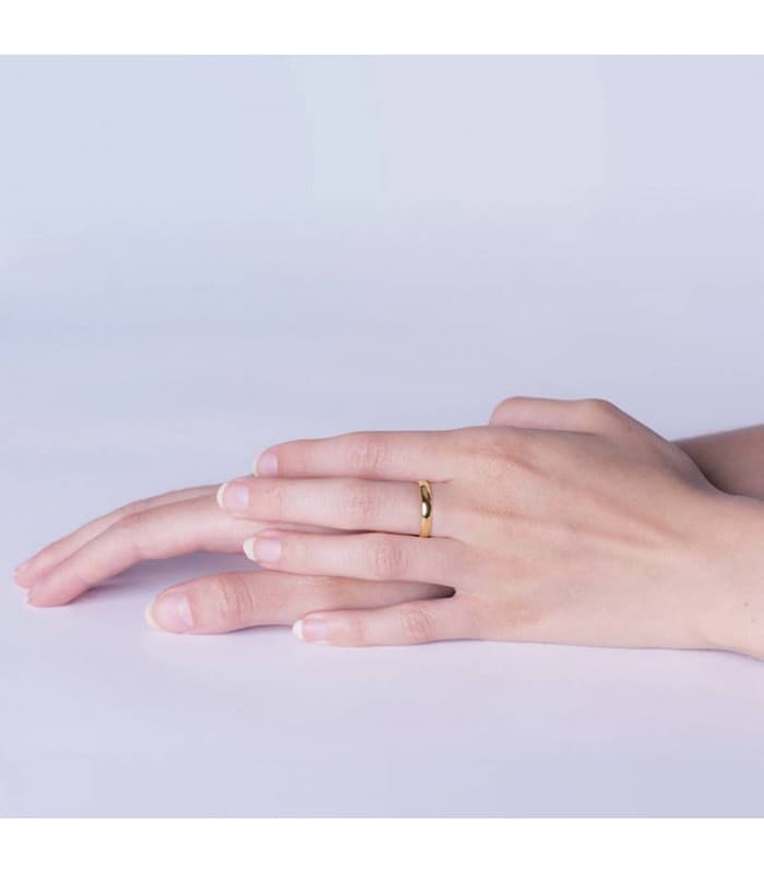 Anello di matrimonio donna. Fede nuziale oro giallo 9K.