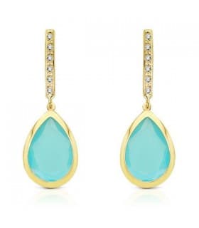 Boucles d'oreilles pendantes or Catrina pierre aigue-marine 18 Carats