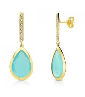 Boucles d'oreilles pendantes or Catrina pierre aigue-marine 18 Carats