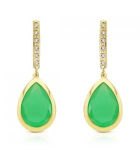 Boucles d'oreilles pendantes or Catrina pierre verte 18 Carats