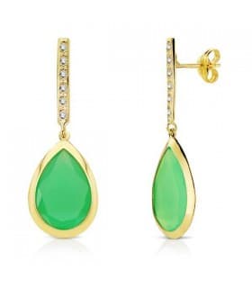 Boucles d'oreilles pendantes or Catrina pierre verte 18 Carats