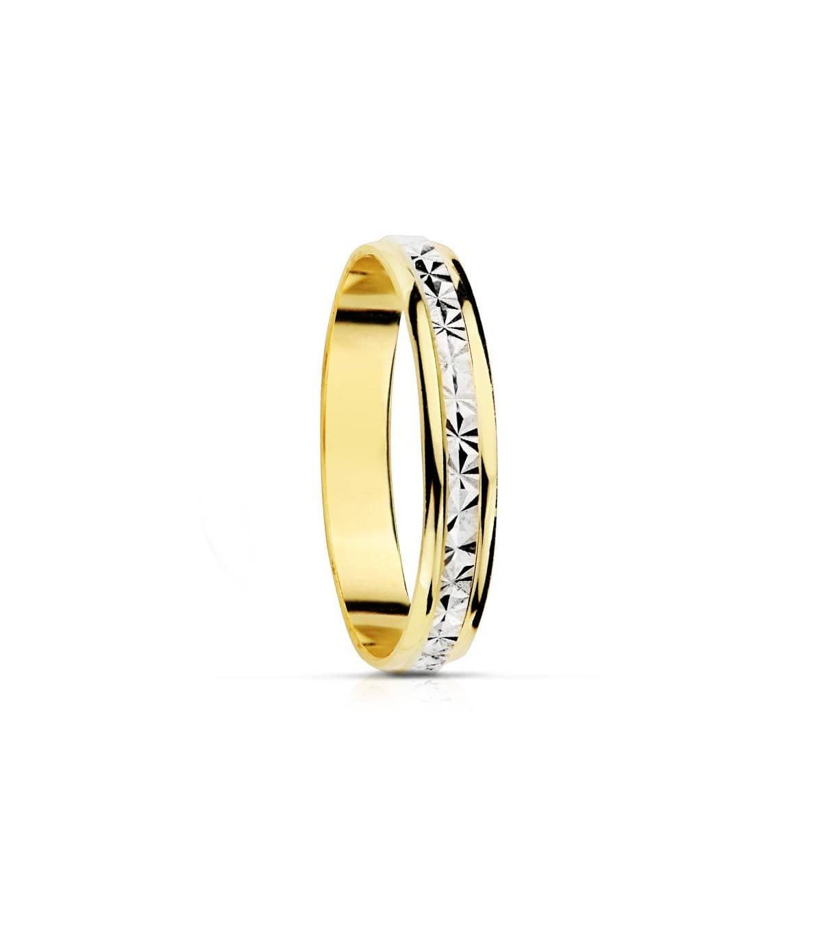 Fede nuziale Clara 3 mm Oro bicolore 9Kt