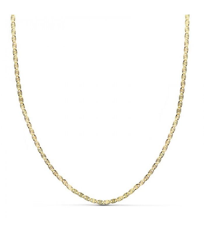 Cadena diamantada maciza con acabado tallado y pulido - Oro 18 kilates 2 mm 50 cm