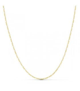 Catena in oro giallo 750, modello Figaro 3+1 - 1 mm e 50 cm, collana da donna lunga, maglia piena.