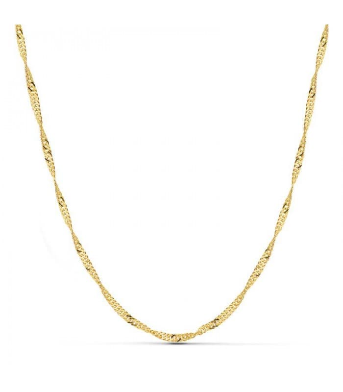 Cadenas de oro para mujer y hombre - Cadena maciza con eslabones Singapur 2.5 mm 50 cm