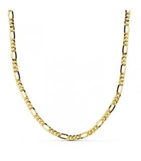 Collana con catena figaro di 3 mm e 60 cm, maglia 3+1 grumetta alternata. Catene da uomo.
