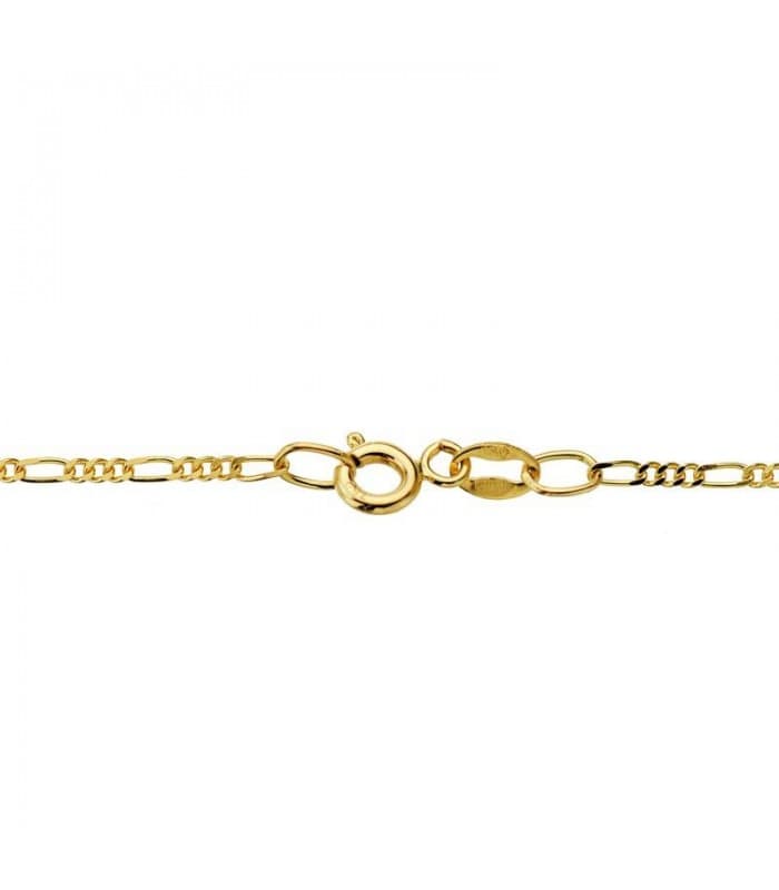 Chaîne en or jaune 750, modèle Figaro 3+1 - 1,2 mm et 60 cm, maille massive avec fermoir anneau ressort.