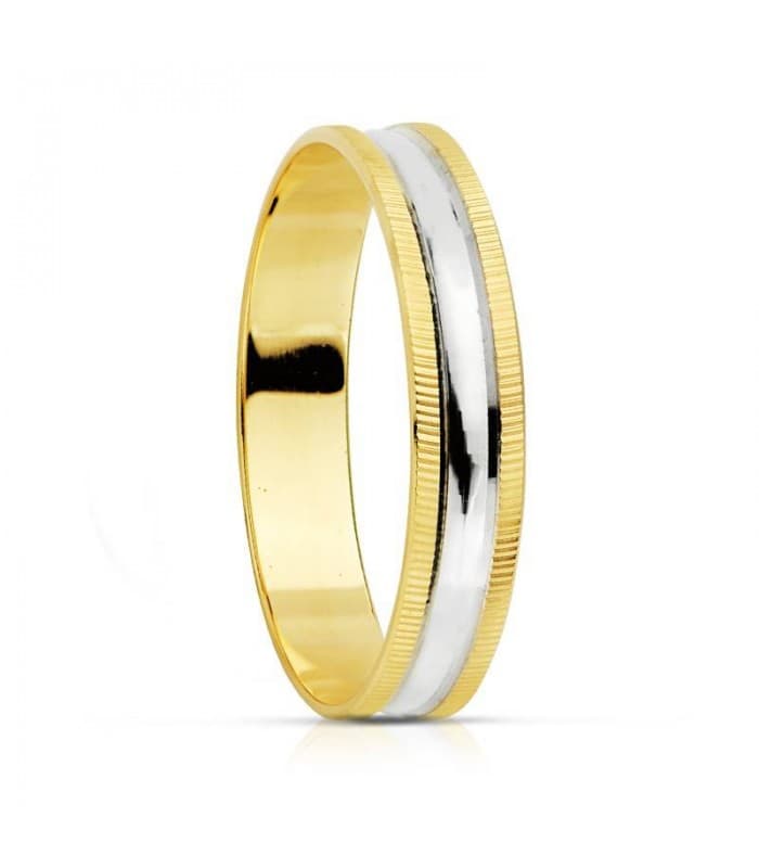 Alianza Ainhoa  4 mm oro bicolor 18 Ktes.