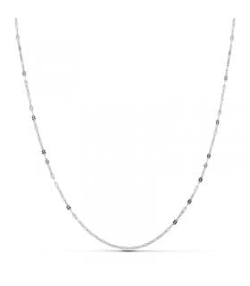 Chaîne OB Fleur Martelée 1.5mm 18 K 45 cm - Collier en or blanc pour femme ou baptême