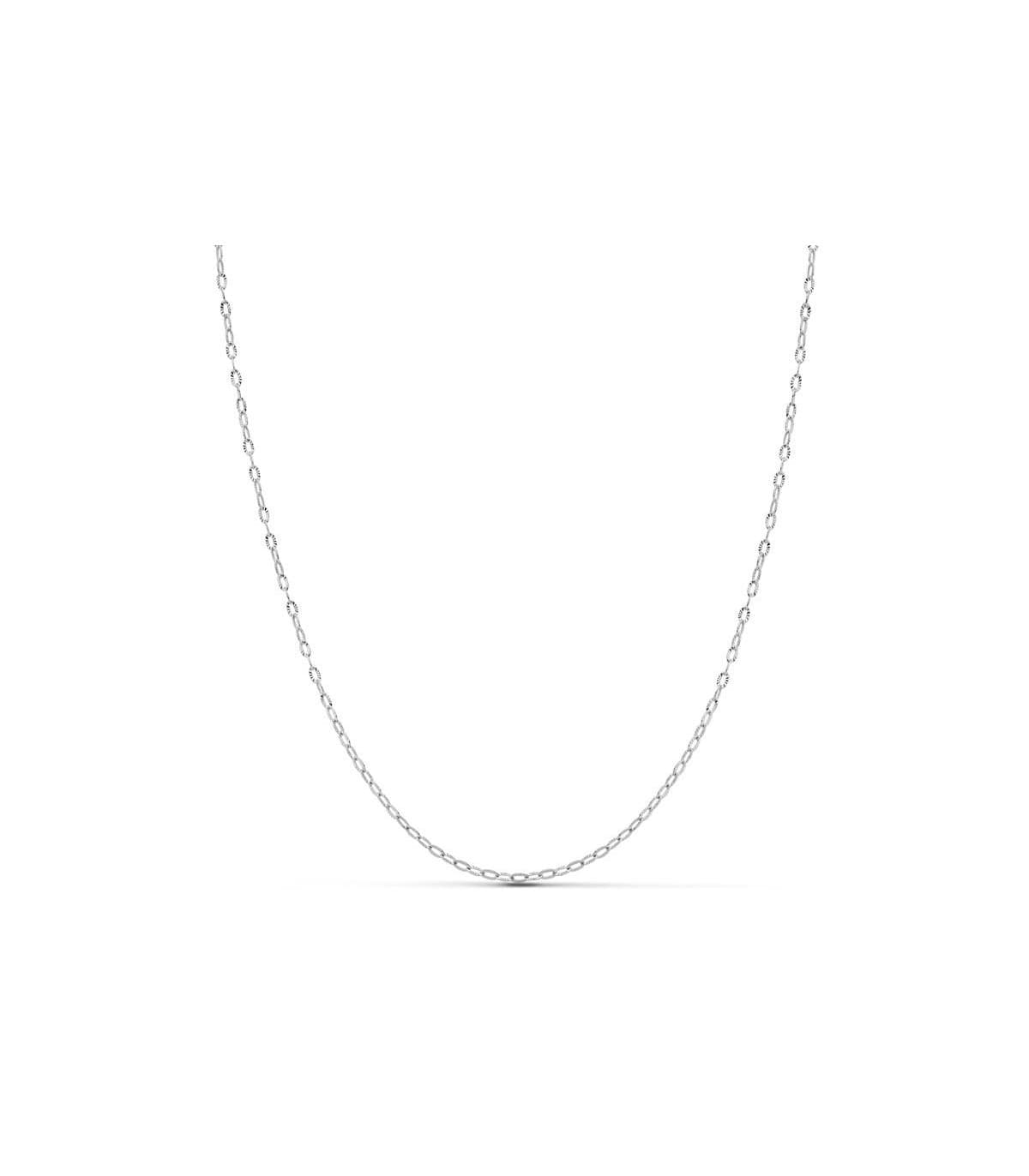 Chaîne diamantée en or blanc 18 carats,  45 cm, pour femme ou enfant et baptême.