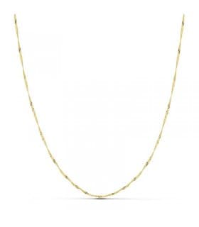 Collane a catena da donna in oro 750 - Modello catenina a maglia Singapore di 1 mm e 50 cm