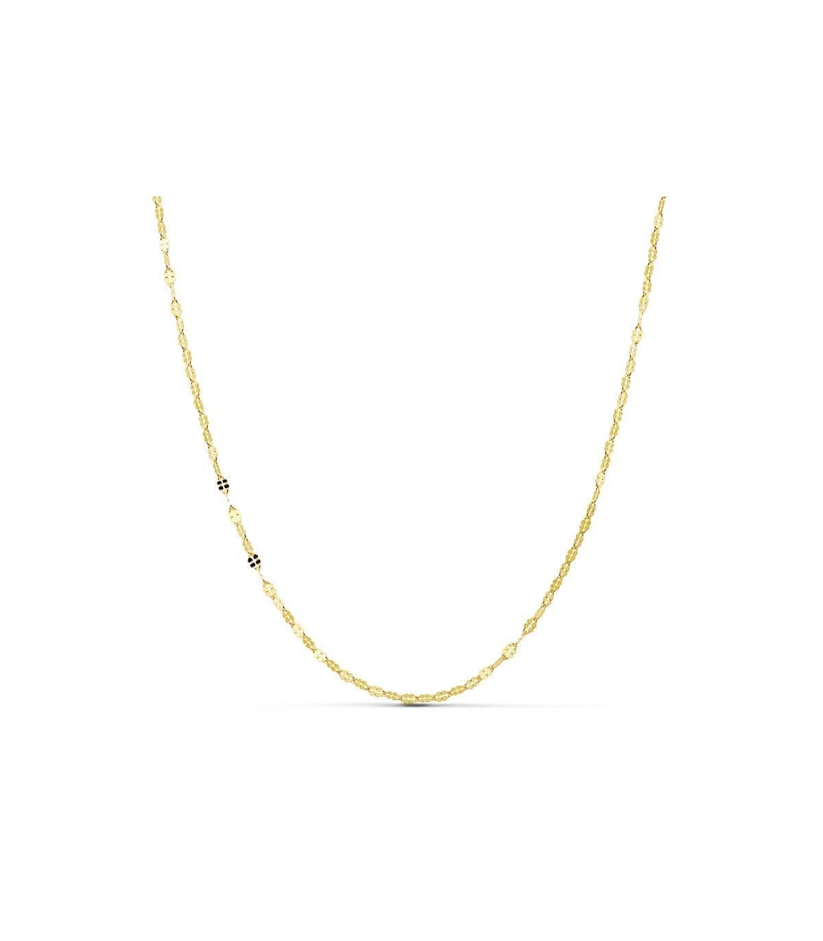 Catenina specchiata da donna a maglia diamantata - Collana oro 18kt 2 mm 40 cm lavorata a specchio