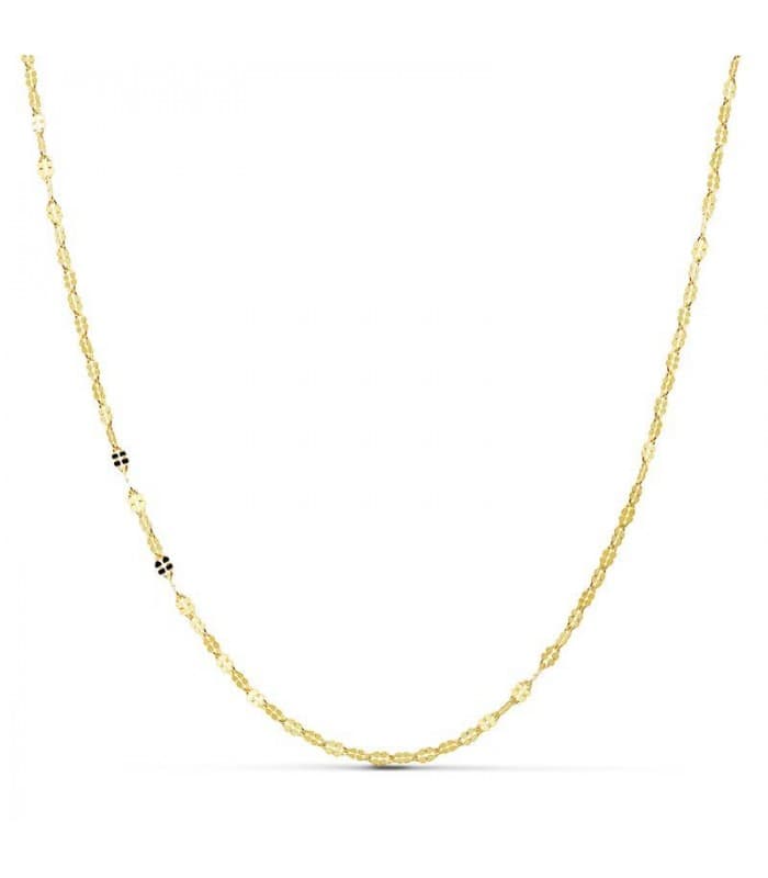 Collana catena da donna a maglia forzatina specchietto, brillantata - 2 mm 50 cm Oro 18kt
