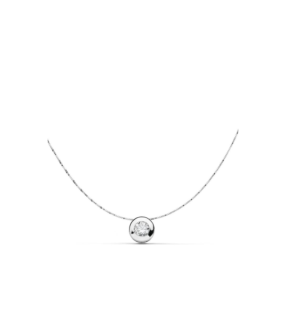 Collier Mercedes 6.5 mm Or Blanc 18K