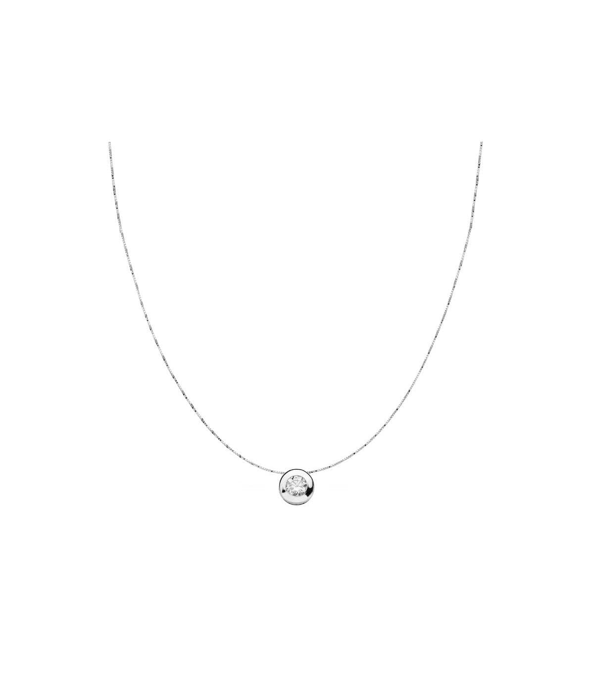 Collier Mercedes 6.5 mm Or Blanc 18K