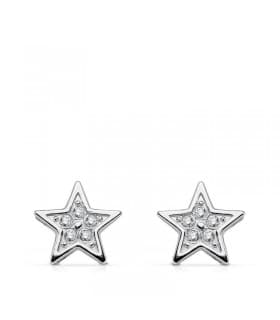 Orecchini stelle da donna in oro bianco 18 kt, modello Bellanca, orecchini a lobo eleganti e moderni.