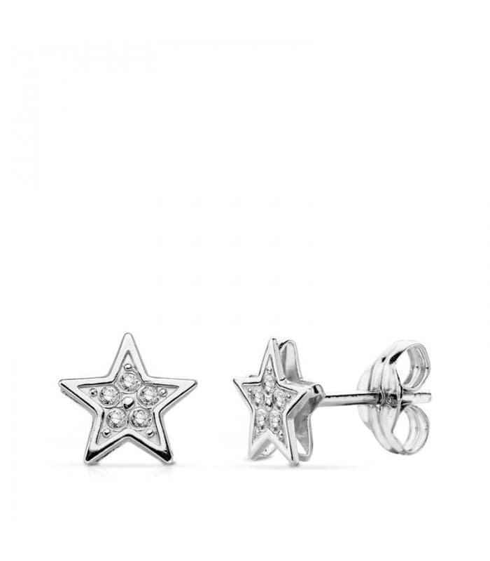 Orecchini stelle da donna in oro bianco 18 kt, modello Bellanca, eleganti e moderni.