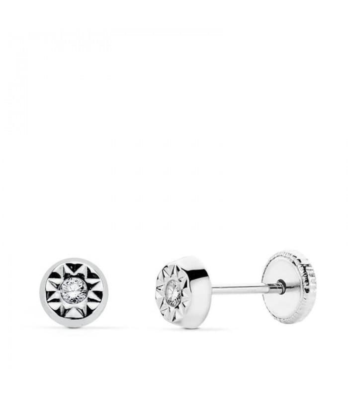 Pendientes  oro blanco Anabela 5 mm 18 Ktes
