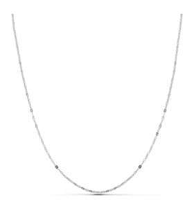 Catena sottile in Oro Bianco, maglia Specchietto 1.1mm 40 cm, Catena ideale per collana donna.