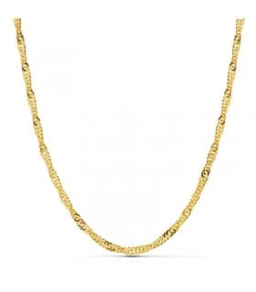 Catene in oro 18K da uomo – Collana lunga Singapore da 3 mm e 60 cm, design torchon.