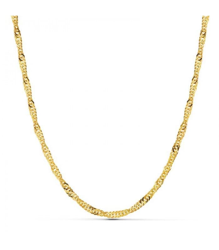 Catene in oro 18K da uomo – Collana lunga Singapore da 3 mm e 60 cm, design torchon.