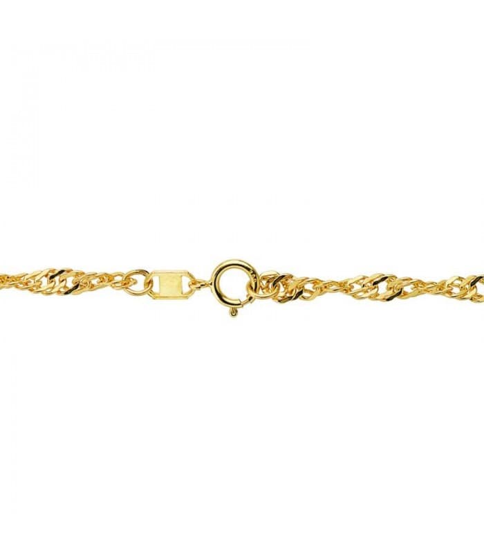 Catene in oro 18K da uomo – Collana lunga Singapore da 3 mm e 60 cm, design torchon.