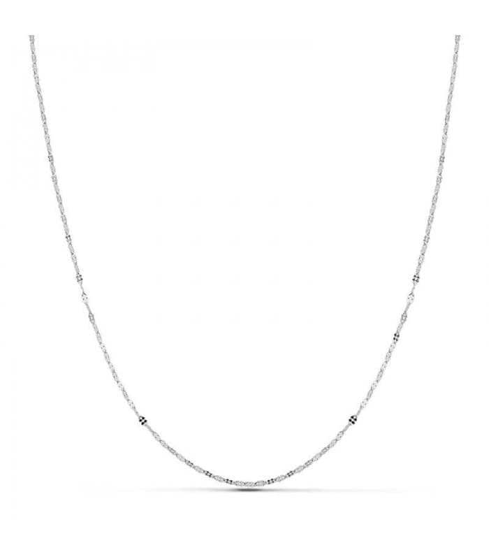 Catena sottile in Oro Bianco, maglia Specchietto 1.1 mm 45 cm, Catena ideale per collana donna.