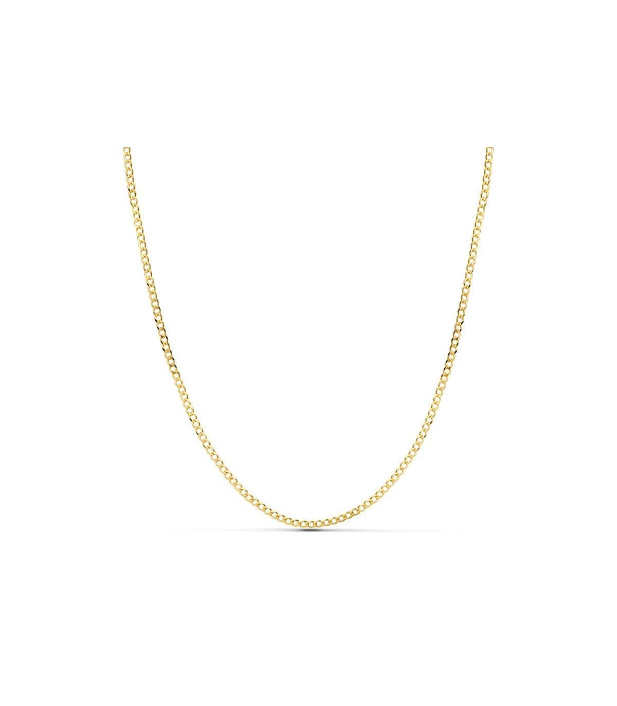 Cadena Barbada 2 mm 18 Ktes 50 cm, tipo cubana maciza, para hombre o mujer.