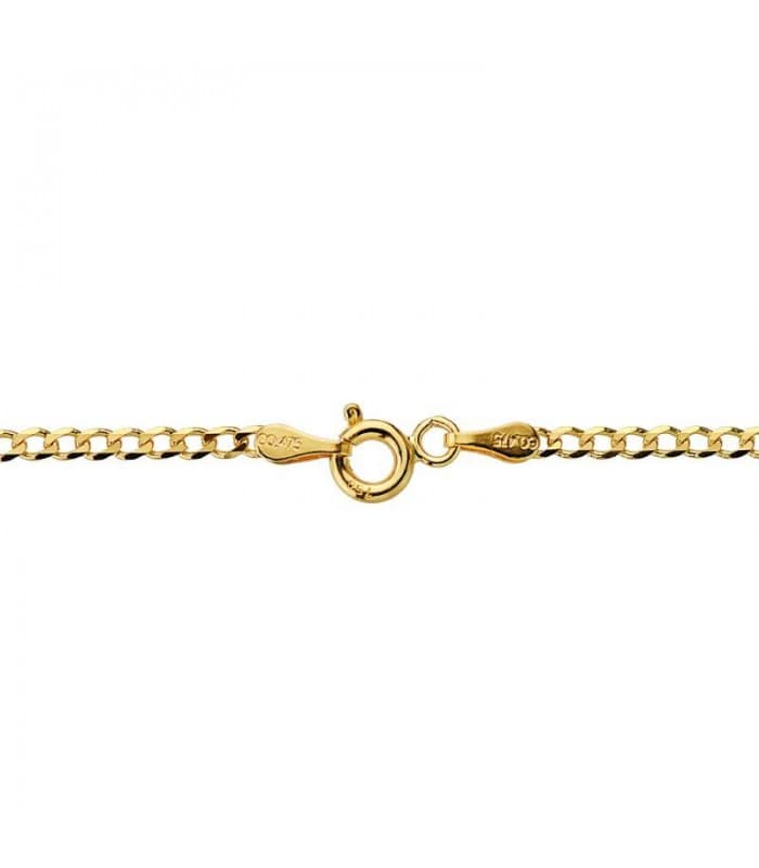 Cadena Barbada 2 mm 18 Ktes 50 cm, tipo cubana maciza, para hombre o mujer.