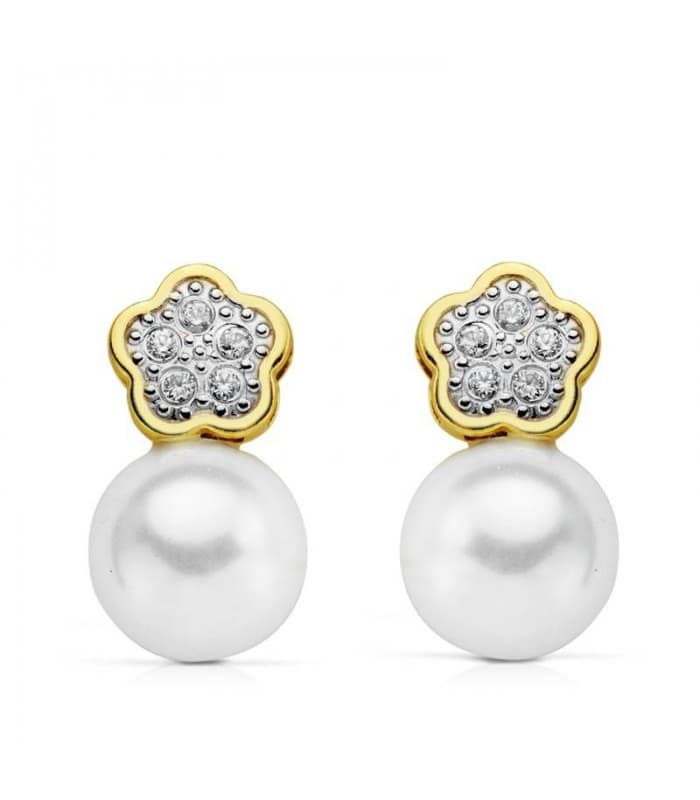 Pendientes oro bicolor Lea 18 Ktes