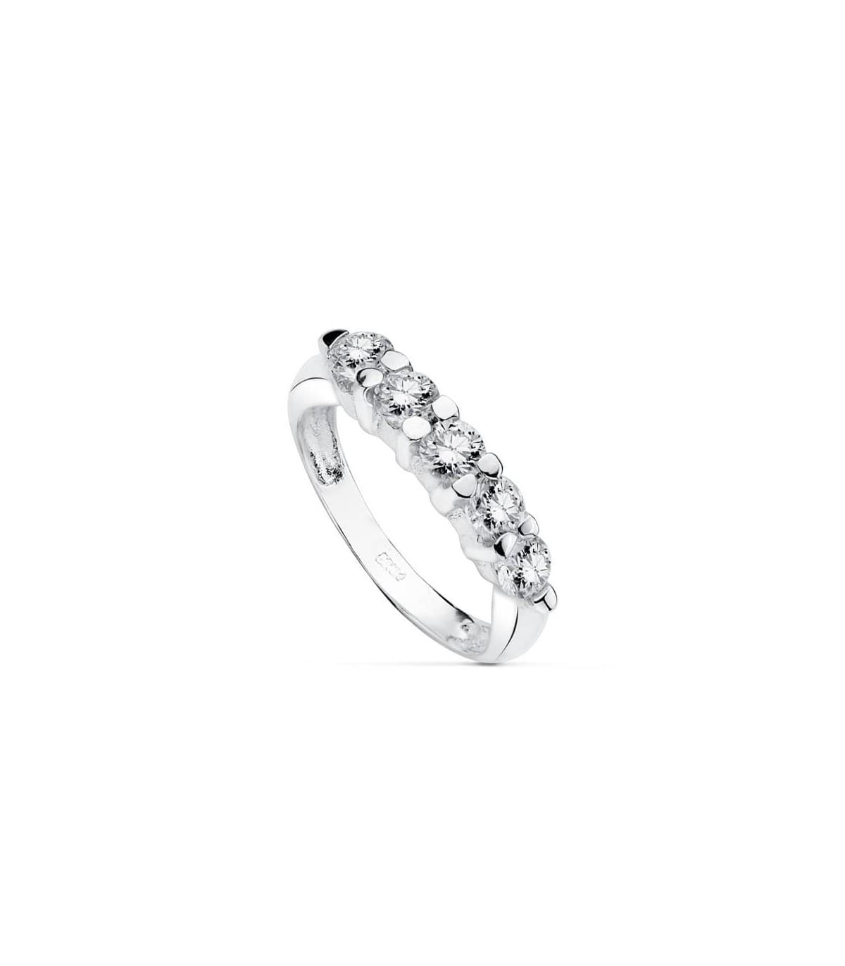 Anello di fidanzamento Eternity Clarise in oro bianco 750 18 kt | Anello veretta da donna