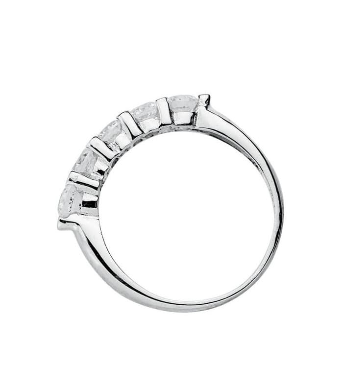 Alianza oro blanco anillo de compromiso tresillo 18k circonitas joyas nupciales boda novia