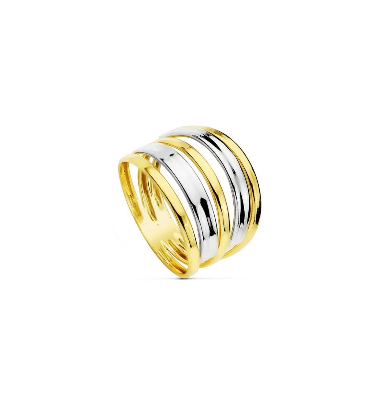 Sortija bicolor Yasmina 18 Ktes anillo de bandas ancho para mujer estilo casual joyería