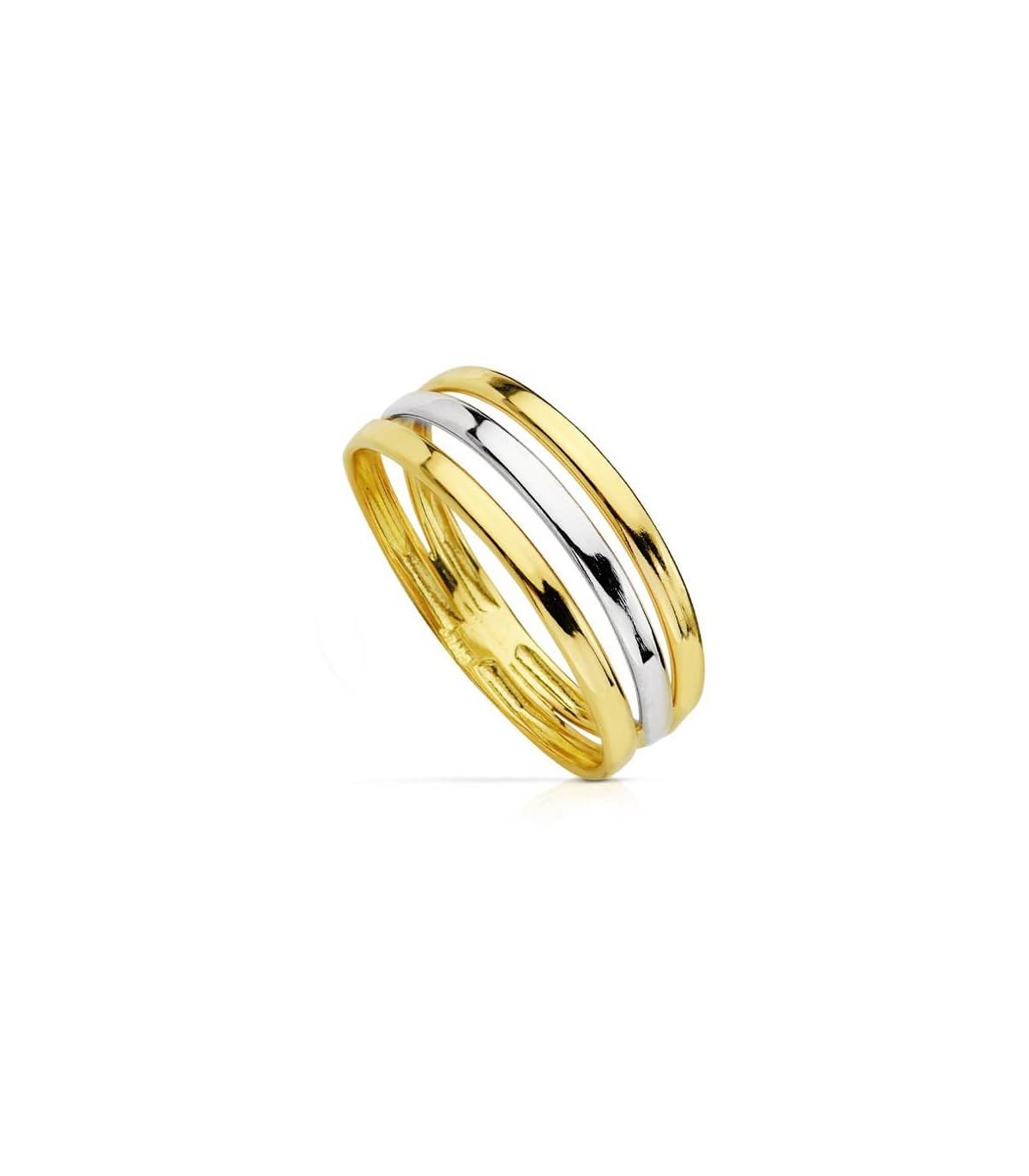 Sortija bicolor Sally 18 Ktes anillo moderno mujer bandas joyeria online