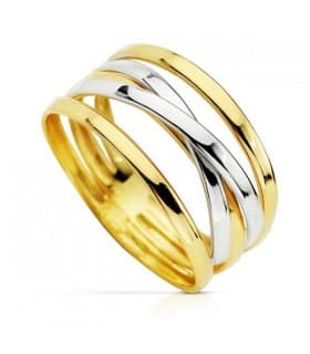Bague bicolore Carlota 18 Carats, bandes croisées | Bagues femme en ligne