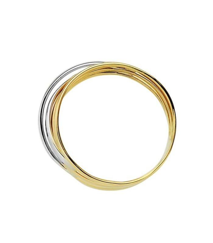 Bague à bande croisée, idéale pour femme, modèle CARLOTA en or bicolore 750 ‰.