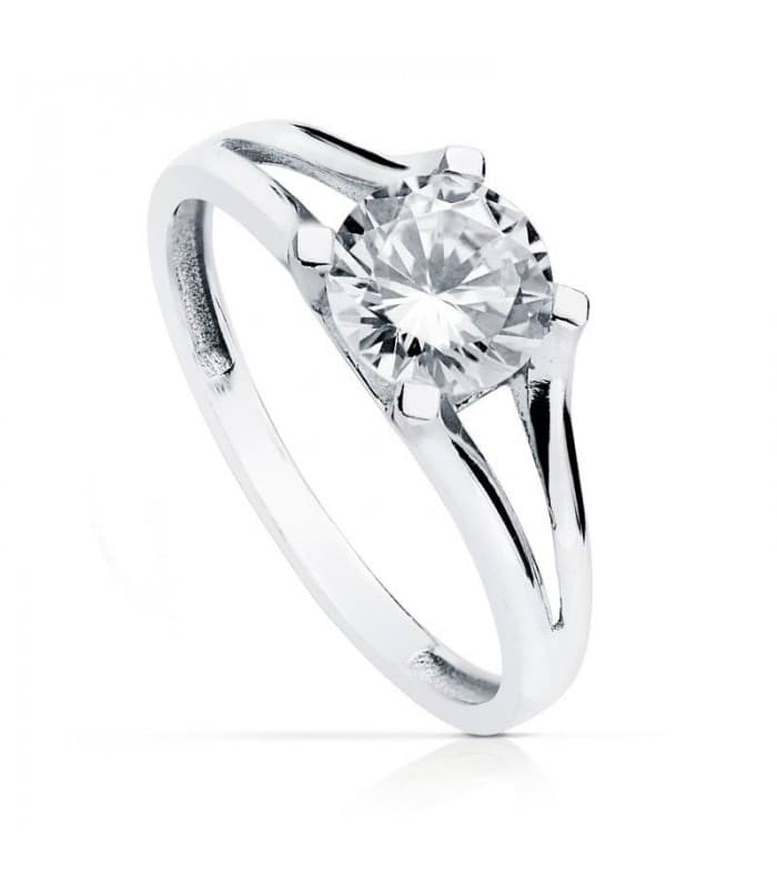 Solitario oro bianco Clarisa 18 Ktes. Anello da proposta di matrimonio, anelli di fidanzamento oro bianco.