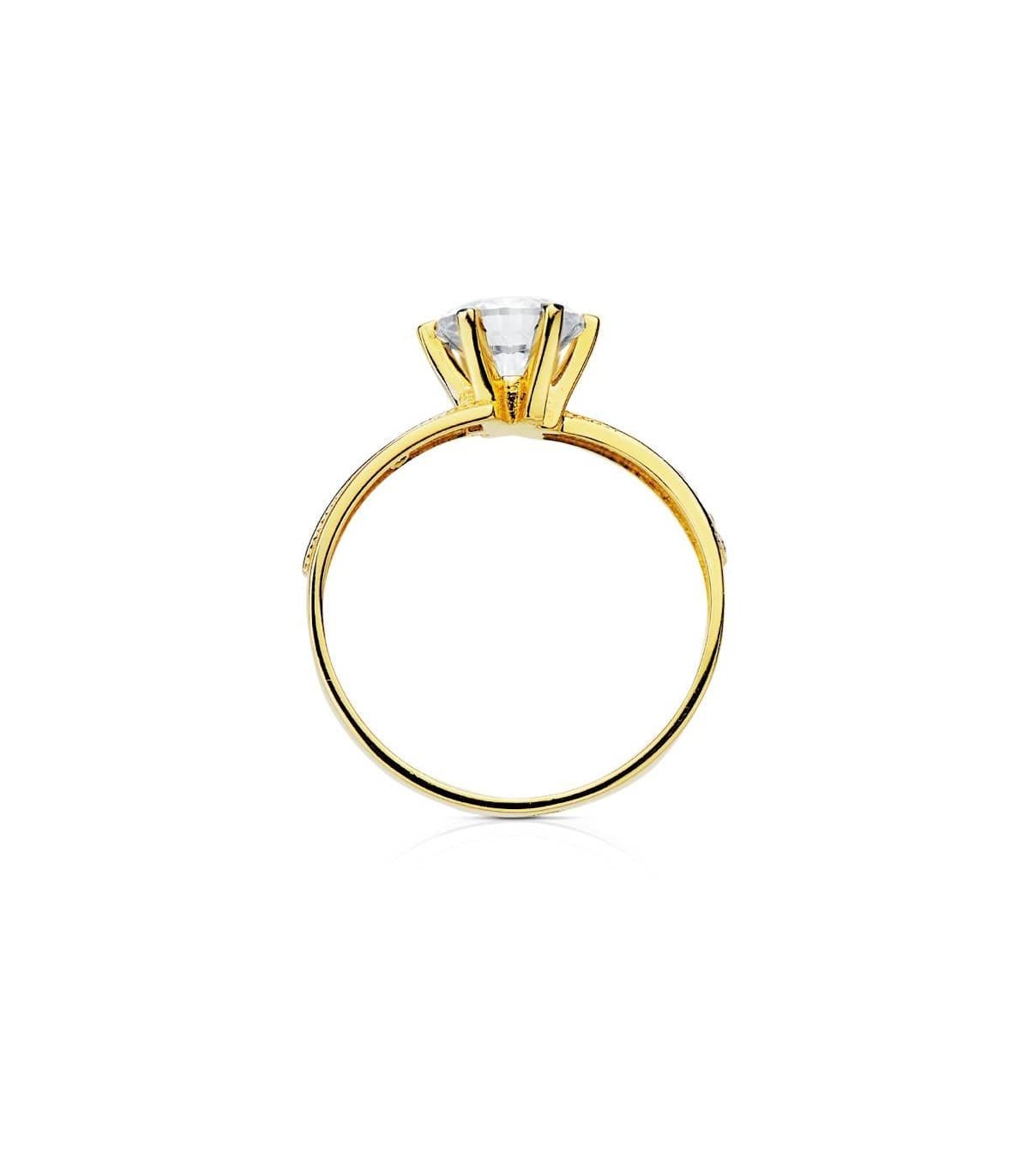 Anello di fidanzamento Solitario Rosalinda oro bianco e giallo 750‰ con pave di zirconi