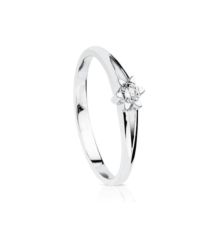 Solitario diamante Amalfi 0.150ct Oro Bianco 18Kt.