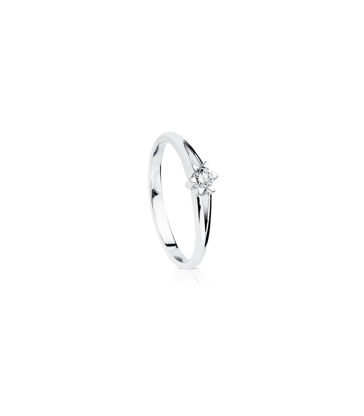 Solitario diamante Amalfi 0.150ct Oro Bianco 18Kt.