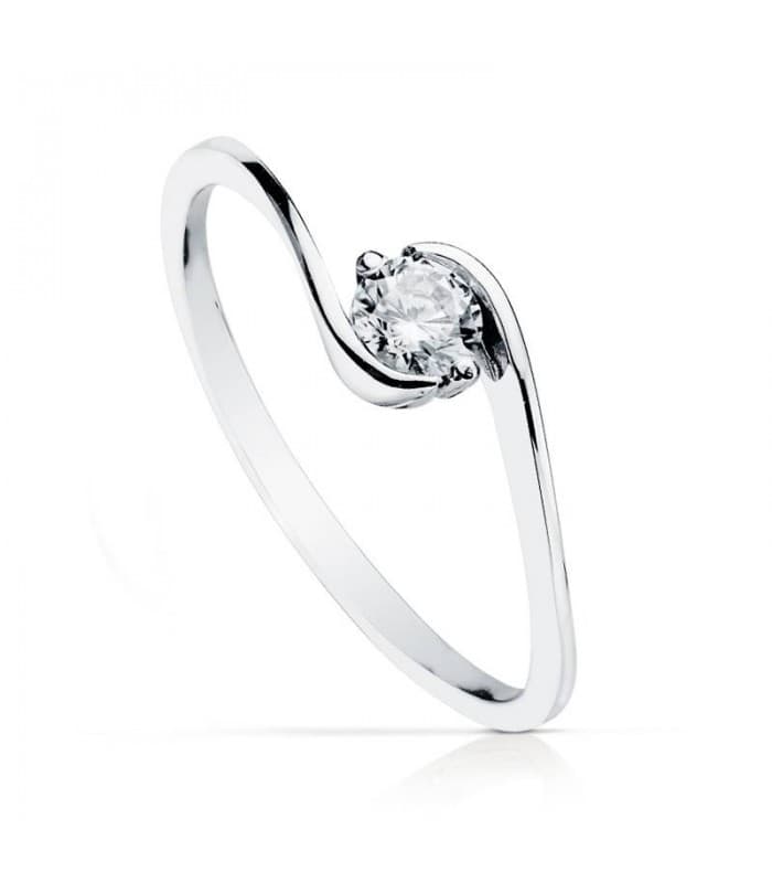 Anello da proposta di matrimonio con piccolo zircone | Anello Solitario Aurora oro bianco 18 Kt