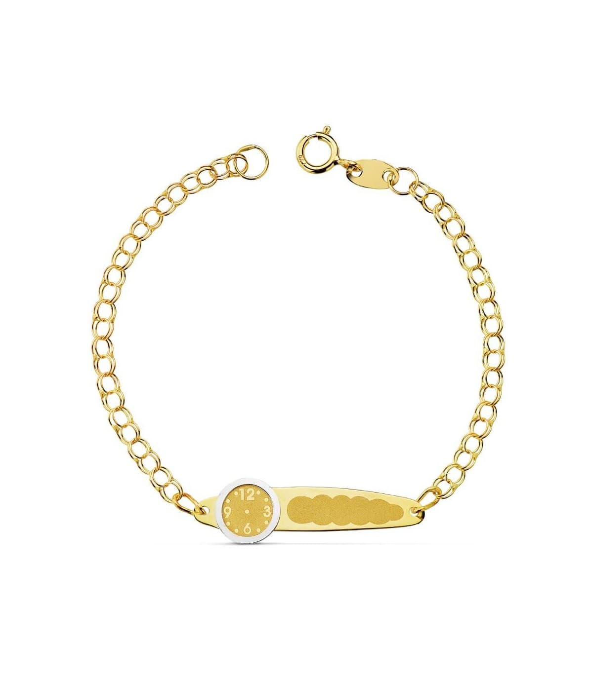 Gourmette bébé bicolore 18 carats horloge