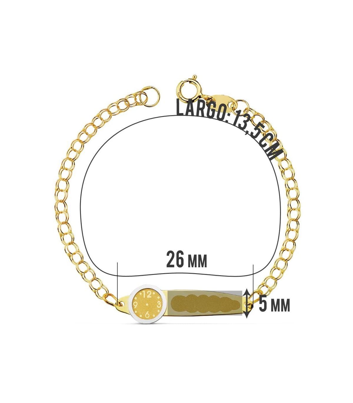 Gourmette bébé bicolore 18 carats horloge