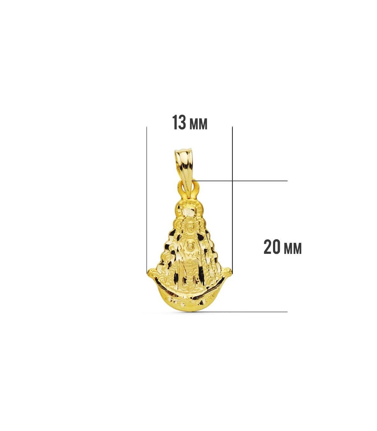 Médaille silhouette Vierge du Rocio 18K 20mm