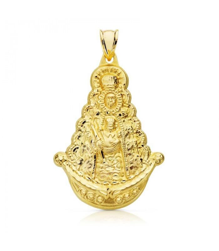 Medalla silueta Virgen Rocío 18K 40mm colgante personalizado joyería online