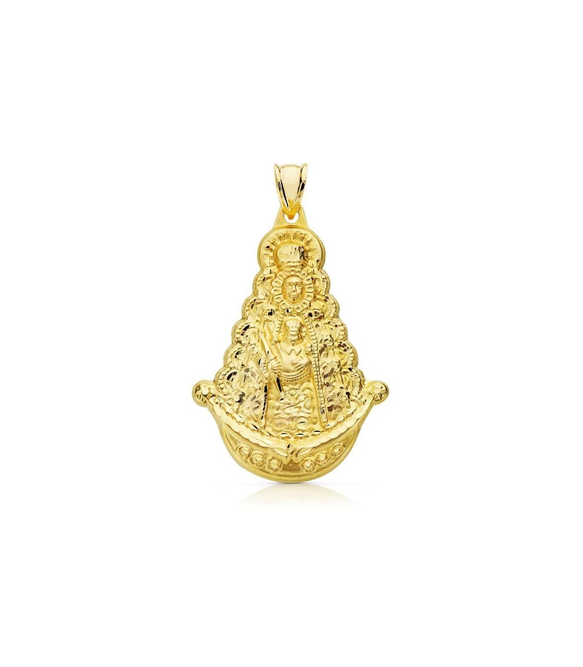 Medalla silueta Virgen Rocío 18K 40mm colgante personalizado joyería online
